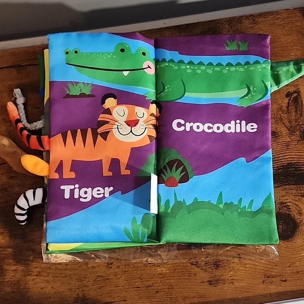 1oc Animal Tail Cloth Book, Suitable For Infants, Soft Baby Cloth Trail Toy With